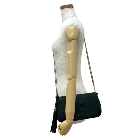 GUCCI Authentic Black Leather Shoulder Bag - Picture 2 of 10